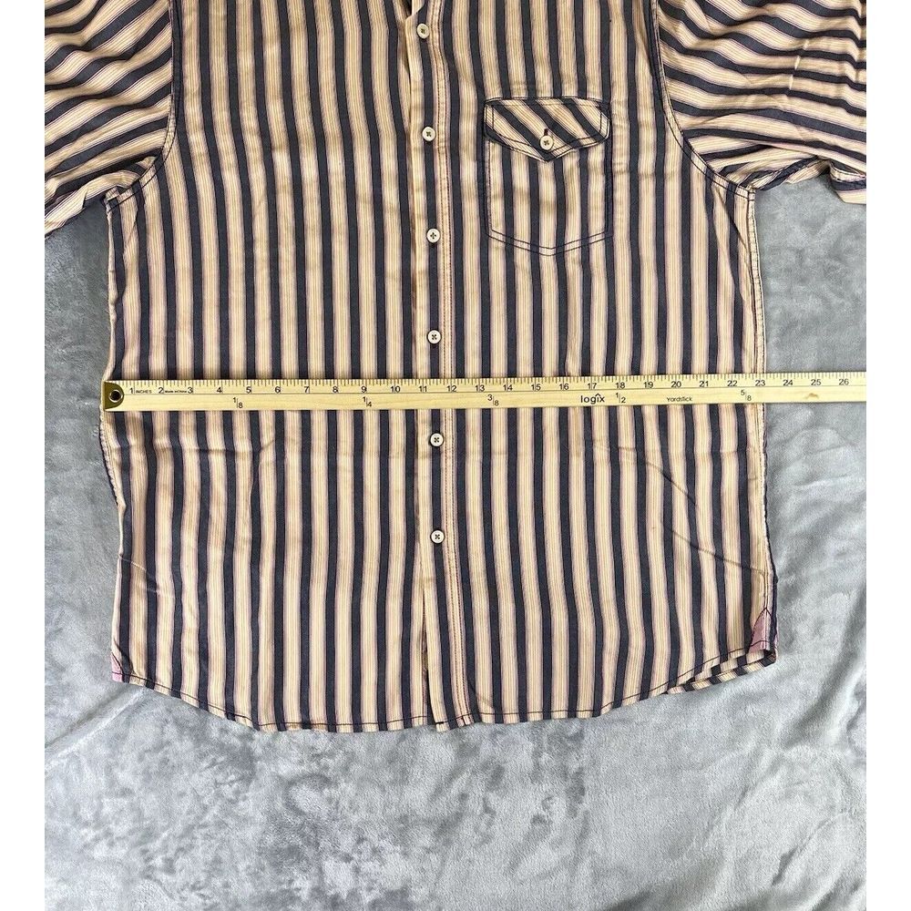 Tommy Bahama Mens Button Down Shirt Large Long Sleeve Striped Blue Pink & Orange - Picture 3 of 6